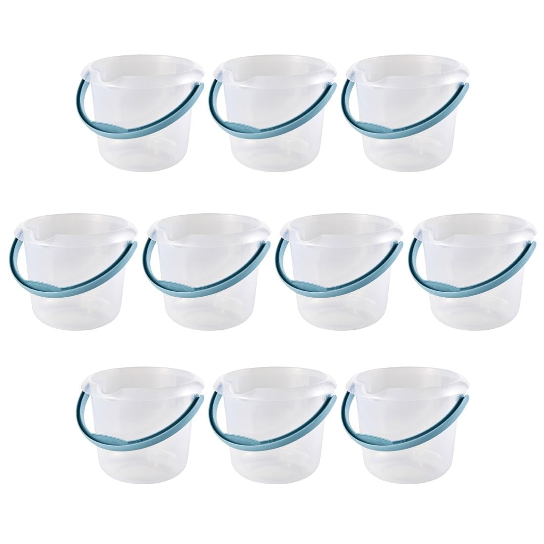 keeeper mika 10x Eimer mit integrierter Mess-Skala und ergonomischem Griff, 5 l, Natur-Transparent