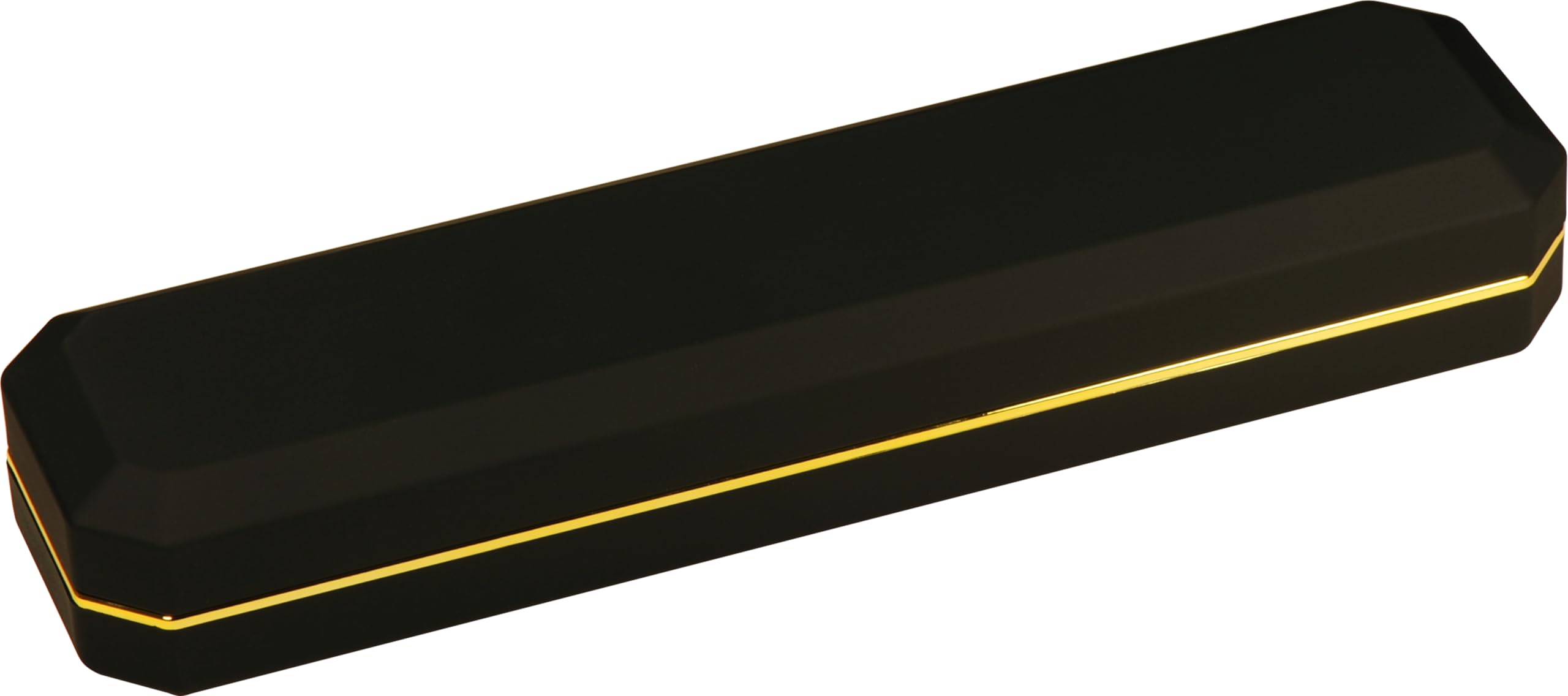 The Jewellery Pak LED Black Bracelet Box for Engagement, Wedding…Luxury Octagonal Design with Gold Trim LED Bracelet Necklace Chain Jewelry Gift Holder Box with Light for Men for Women