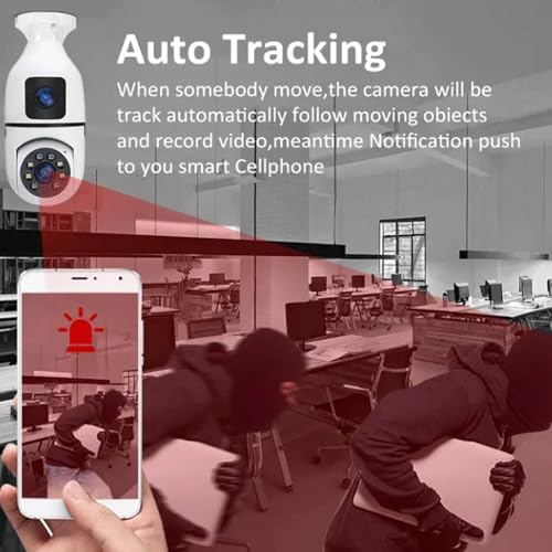 Image of Eyetech Dual Lens 4MP /8MP WiFi Smart Light Bulb Camera for Home | Full HD | Color Night Vision | Two Way Audio | Wireless Indoor Security Camera with Mobile App V380 Pro (Dual Lens Light Camera)