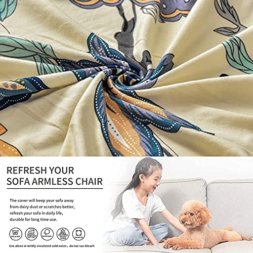 Image of Eco-Ancheng Armless Chair Slipcover Removable Armless Accent Chairs Covers Washable Armless Slipper Chair Slipcover Printed Armless Chair Furniture Protector Covers for Living Dining Room Hotel