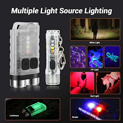 Fzh Rechargeable Keychain Edc Flashlight Set 900 High Lumens Super Bright Mini Flashlight Small Portable Tactical Pocket Torch Usb C Ipx65 Waterproof For Camping, Outdoor, Emergency #TOP2