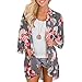 Produktbild YONHEE Damen Floral Kimono Cardigans - Floral Cover Up Chiffon Print Lose Schal Beachwear Boho Sommer Casual Bluse Bademode Cardigan Badeanzug für Damen (LightGrey, Large)