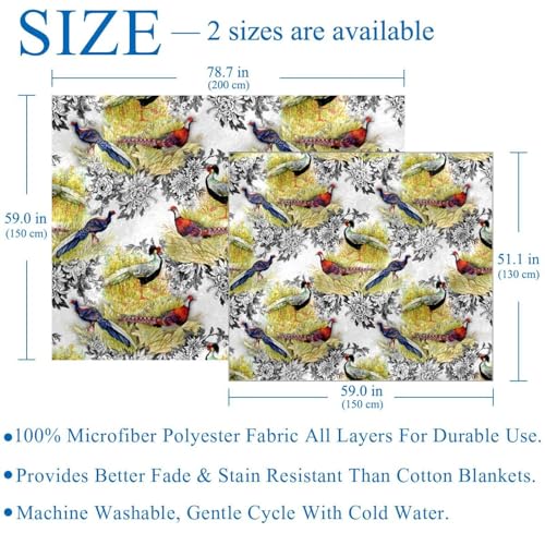 Couverture microfibre oiseau et fleurs 150x200 cm pour lit - 4