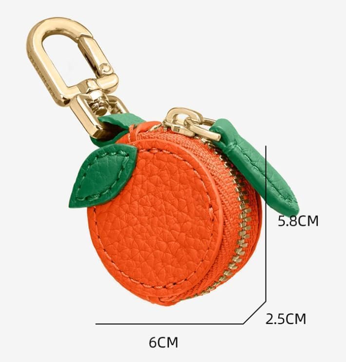 Cute Strawberry Leather Bag Charm Y2k Keychain with Zipper Preppy Purse Charm Cutecore Accessories Aesthetic Stuff Fruit Charm coin purse (Orange)2