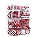 Valery Madelyn 155ct Traditional Shatterproof Christmas Ball Ornaments Decoration Red and White,1.18Inch-6.5Inch,Themed with Tree Skirt(Not Included)