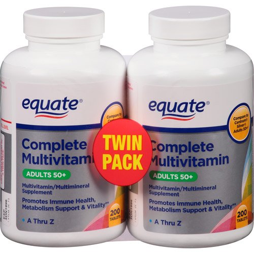 Equate Mature Adult 50+ One Daily Complete Multivitamin Compare to Centrum Silver (200 Ct) ( Pack of Two )