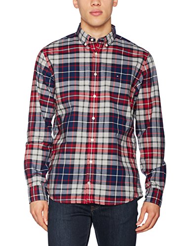 Tommy Hilfiger Tommy Tartan NF2 Camisa, Multicolor (Bel Air Blue/Multi), Small para Hombre