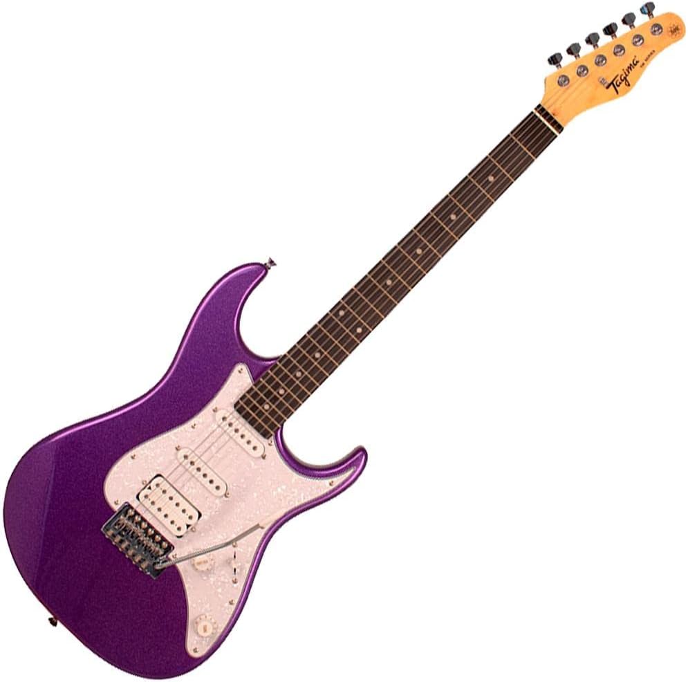 Imagem da guitarra elétrica Tagima TW Series TG-520 na cor púrpura metálico, corpo com três captadores, braço em madeira clara com escala escura.