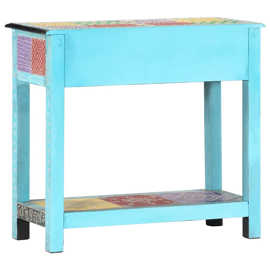 Homgoday Mesa Consola Pintada a Mano Madera Maciza de Mango 80x35x75 cm Mesas auxiliares de salón,Mesa Consola Recibidor Mueble de Entrada Estrecha Clásica,para SalÓn, Entrada, Pasillo