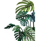 Large Green Leaf Wall Decals Tropical Plant Leaves Wall Decal Peel and Stick Removable Monstera Leaf
