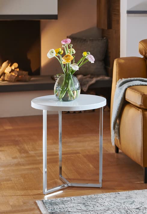 thumbnail: HAKU Möbel Bijzettafel Betonlook Met Chroom - Ronde Moderne Salontafel H 54 Cm X Ø 45 Cm