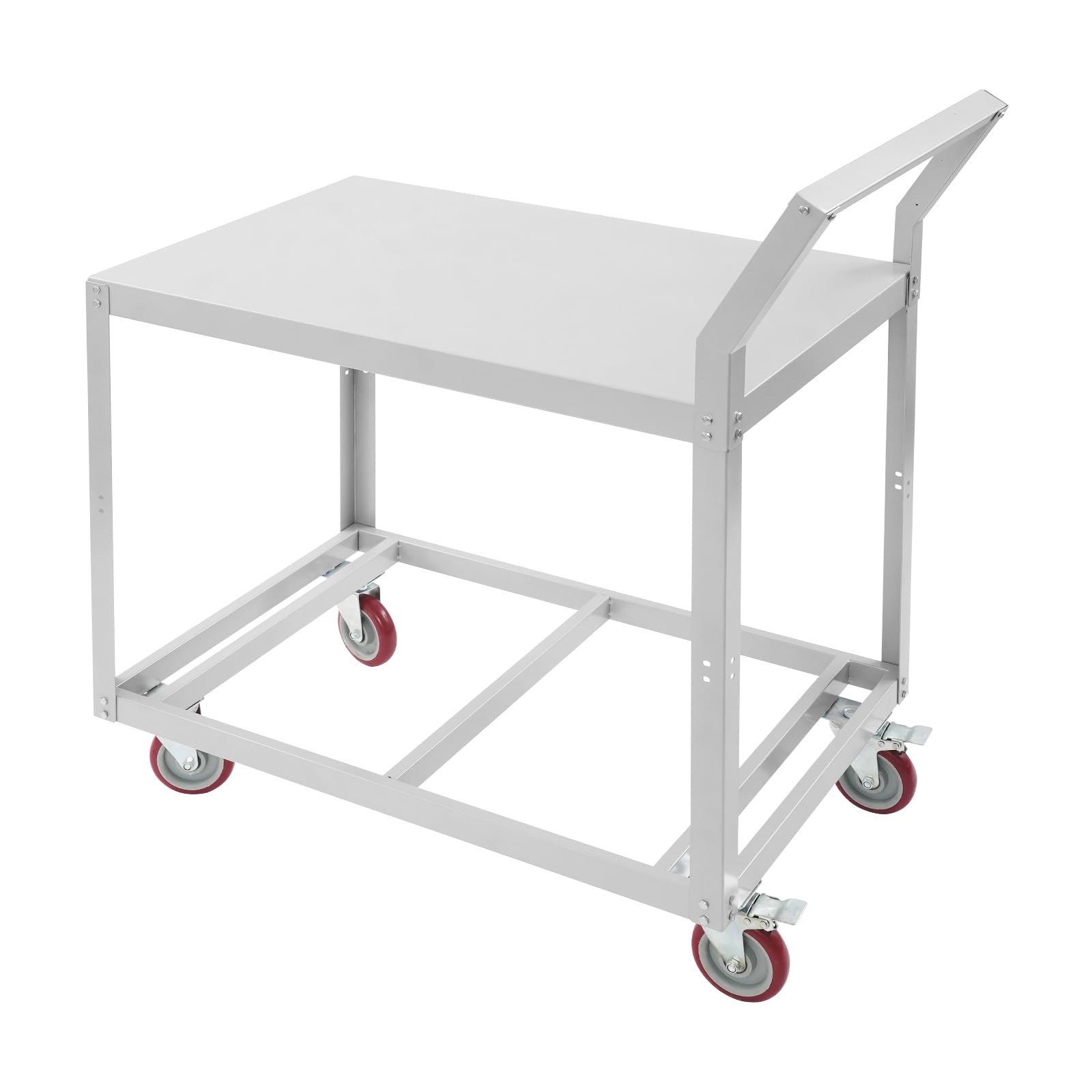 Carro de herramientas con 2 niveles, carro de mesa, carrito de plataforma de acero con ruedas, banco de trabajo con ruedas, carrito multifunción para almacén, garaje, taller, oficina, 90 x 60