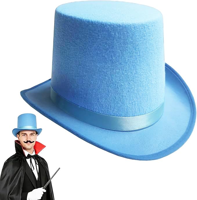 GUIX DENG Top Hats for Men Women Adults Magician Victorian Steampunk Top Hat Costume Hats for Cosplay Christmas Halloween (blue)