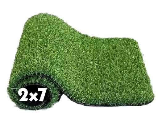 25mm artificial grass carpet mat with anti slip backing for indoor outdoor balcony garden floor area size 2 x 7 feet green free size