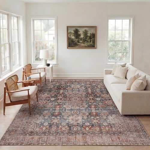 Kuden 8x10 Vintage Machine Washable Area Rug