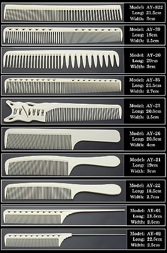 8 pieces/13 pieces, professional white/black barber carbon comb set, heat-resistant and anti-static comb set (10 white combs)