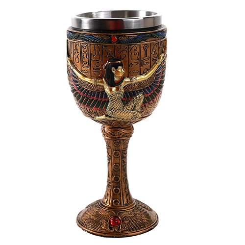 Pacific Giftware Egyptian Goddess Isis Open Wing Golden Wine Goblet Stainless Steel Liner