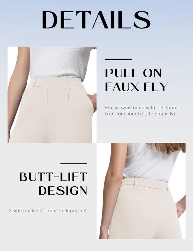 ESOFT Womens Dress Pants 27"/29"/31” Business Work Pants Wide Leg Pull On High Waisted Casual Stretchy Trousers Pockets - Image 5