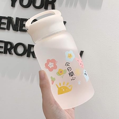 Amazon ウォーターボトル 水筒 かわいい おしゃれ 女の子 花柄 フラワー 350ml 500ml コップ クリアボトル 艶消し カバー付き スケーター マグボトル 持ち運び便利 通勤通学 ピンク グリーン ホワイト 水筒 マグボトル オンライン通販