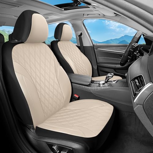 Image of Car Seat Covers Front Seat, Leather Seat Covers for Cars, Waterproof Car Seat Protector Breathable, Front Seat Covers for Cars, Automotive Seat Covers Universal Fit for Most Car SUV Truck