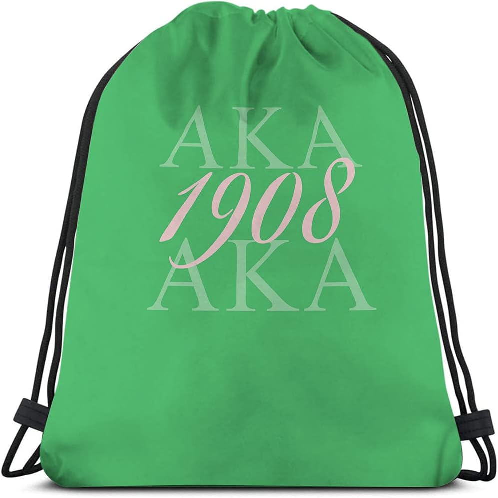 AKA 1908 Drawstring Bags Backpack Bag As Known As Abbreviation Cool Design Art Hip Hop Style Green Pink Color Abstract Sport Gym Sack Drawstring Bag String Bag Yoga Bag for Men Women