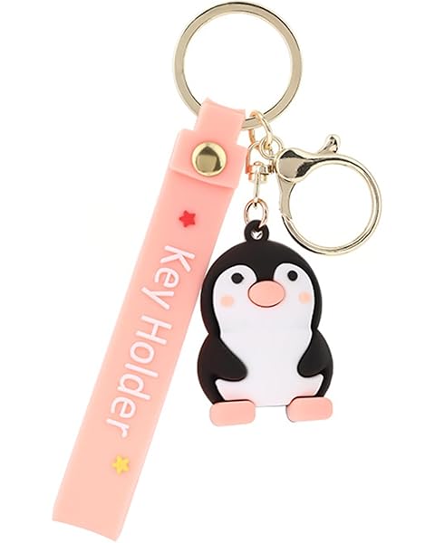 LAYAHAGO Penguin Keychain Pink Penguin Keychains for Women Wallet Purses Bags Car Keys
