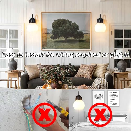 Image of Battery Operated Wall Sconces Set of 2, Battery Operated Wall Lights With Remote, RGB Color Changing USB Rechargeable Up to 50 hours use time,Not Hardwired Battery Sconces For Bedroom Living Room