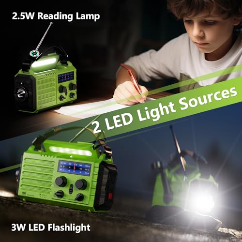Mesqool Emergency Radio 5 Way Powered, 5000mAh/18500mWh Survival Solar Hand Crank Portable NOAA/AM/FM/SW Weather Radio Battery Backup, Wind up Radio with Cell Phone Charger, Flashlight, SOS - Image 6