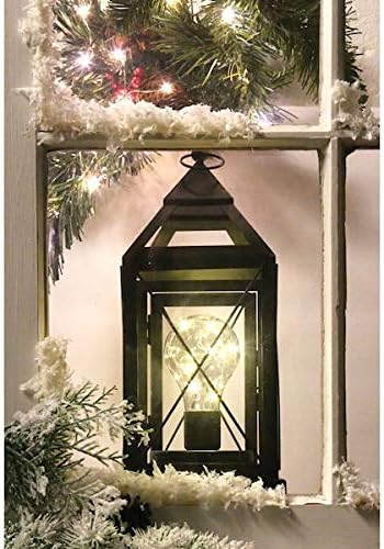 Circleware Lantern Metal Cage Style Desk, Table, or Hanging Lamp - Cordless Accent Light with LED Bulb - 10.25" High