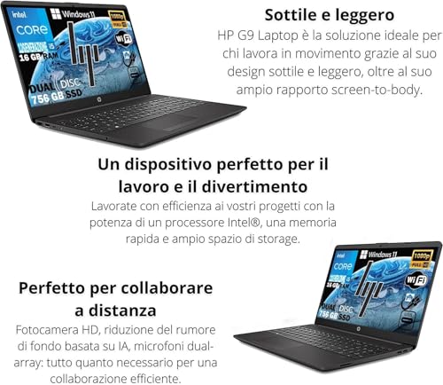 Notebook 250 G9, Pc portatile Grey, Intel Core i5 12Th Gen 4,4Ghz, Ram 24Gb, SSD 1256Gb, Display 15.6" Full HD, Win 11 Pro, computer pronto utilizzo - Notebook - Immagine 1