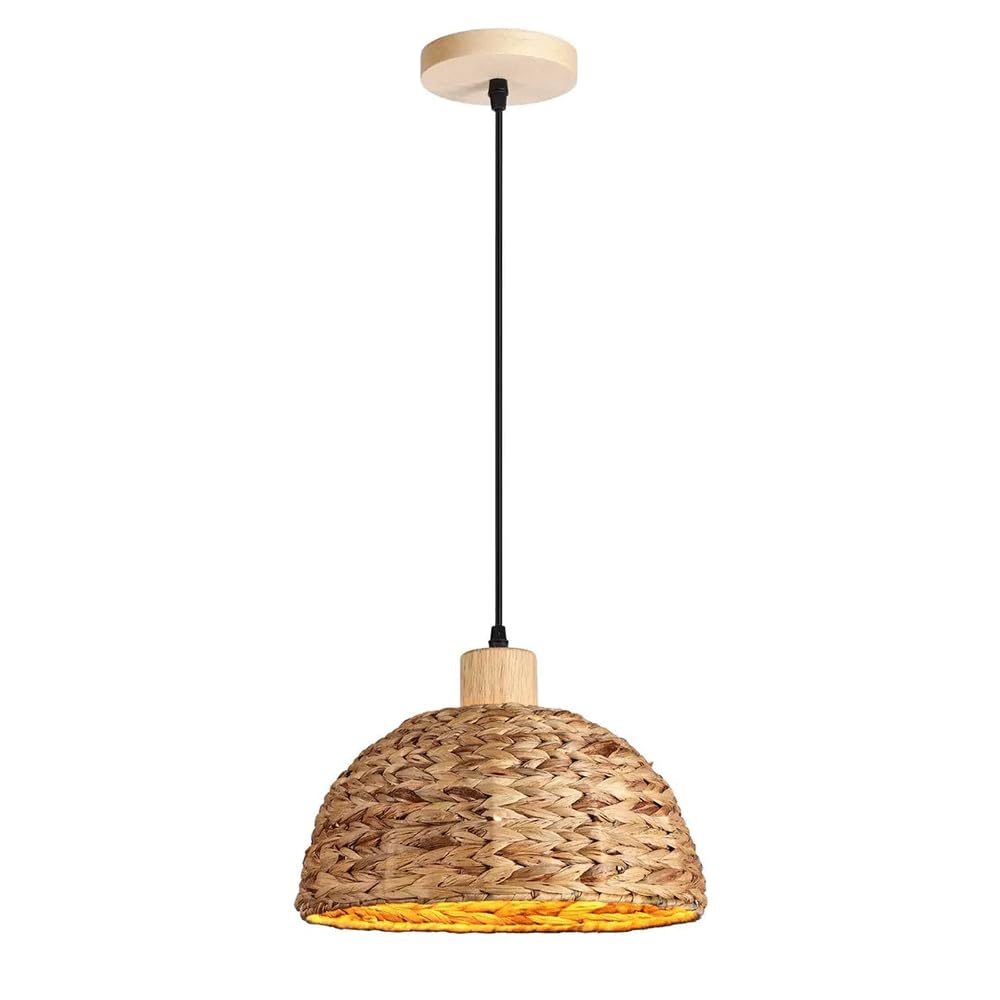 Suspension en rotin tressé luminaire suspendu osier pour cuisine et salon