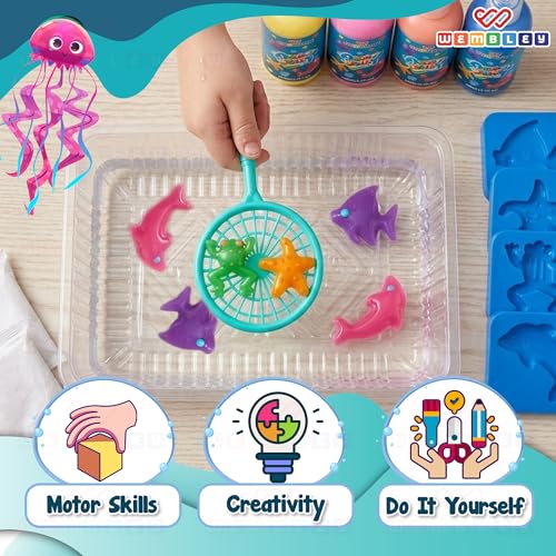 Image of Wembley Aqua Jelly DIY Kit for Kids | Squishy Making Kit for Boys and Girls | DIY Creative Art Craft Set | Ideal Birthday, Christmas, Easter Gift for 5-10 Years Old | Pack of 4 (60 ml)