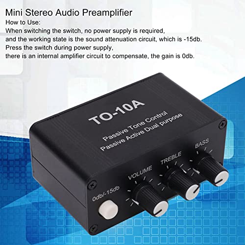 Mini Préampli Audio Stéréo NE5532 - Amplificateur Casque 3.5mm Avec Contrôle Basses/Aigus DC 12V