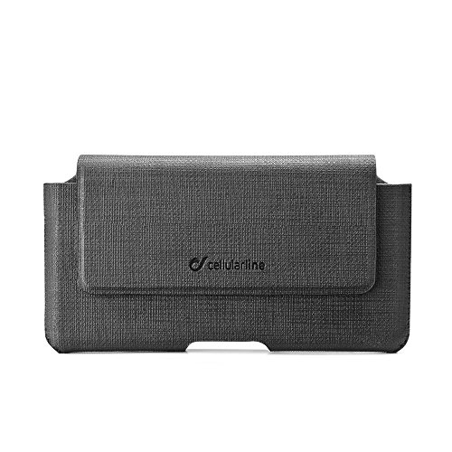 Cellular Line ActiessentialXL Pochette horizontale en cuir synthétique avec fermeture aimantée et clip ceinture pour Samsung Galaxy Note 2/HTC One Noir
