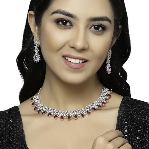 Rhodium American Diamonds Necklace Set