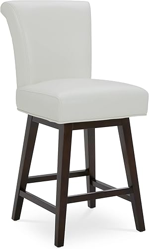 CHITA Moderno taburete giratorio de 26 pulgadas de altura de mostrador, taburete giratorio tapizado de piel sintética, color blanco Blanco,Negro