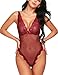 ADOME Erotic Reizvolle Reizwäsche Lingerie Spitze Strapse Dessous baby dolls Negligé Reizvolles stringbody Teddies Wäsche Nachtwäsche für Damen Unterwäsche Stockings Bodysuit, Farbe:-Rot, Gr:- EU M