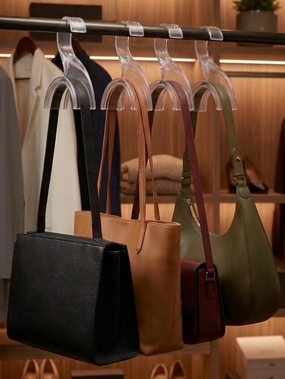 Çanta Askısı Dolap İçi Düzenleyici Organizer – Şeffaf Çoklu Çanta Askılık Aparatı (6 Adet)