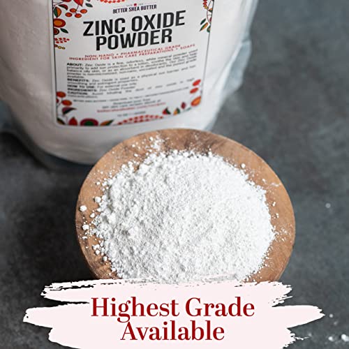 Zinc Oxide Powder | Uncoated, Non-Nano | Pure, Pharmaceutical Grade | For Diy Sunscreen Lotion | Uva And Uvb Protection | Use For Dyi Rash, Eczema And Diaper Creams | 1 Lb By Better Shea Butter #TOP5