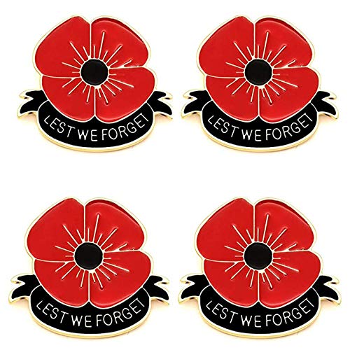 ZSViVi 4pcs Amapola Flores de Esmalte Pernos de Las broches for los Regalos Memorial Day Veteranos Día del Recuerdo (Color : Standard) Cover