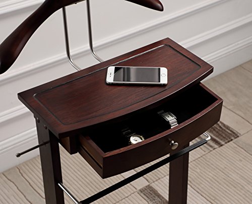 Proman-Products-Kingston-III-Valet-Stand-with-Drawer-Contour-Hanger-Trouser-Bar-Tie-Belt-Hooks-and-Shoe-Rack-VL16260