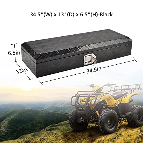 8Sc82 34.5 Inch Black Aluminum Tool Box 5 Bar Tread Toolbox For Truck Bed Car Outdoor Trailer Pickup Underbody Rv Atv Storage Underbed Tools Organizer With Lock And Keys (34.5"X13"X6.5") #TOP1