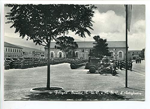 1950/60 Foligno Scuola A.U.C. r A.S.C. d'Artiglieria DEST. Firenze FG B/N VG ANIMATA mezzi militari moto