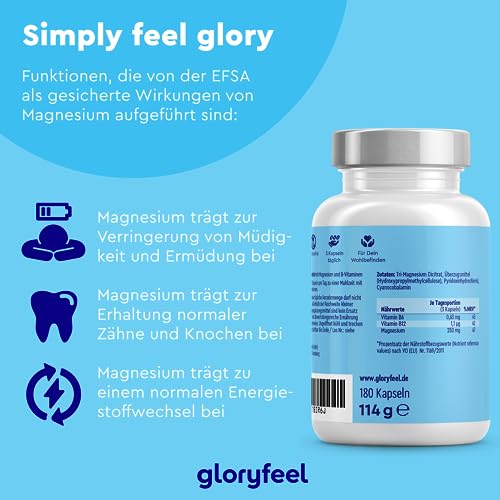 Magnesiumcitrat mit Vitamin B6 und B12 – 1554mg Premium Qualität