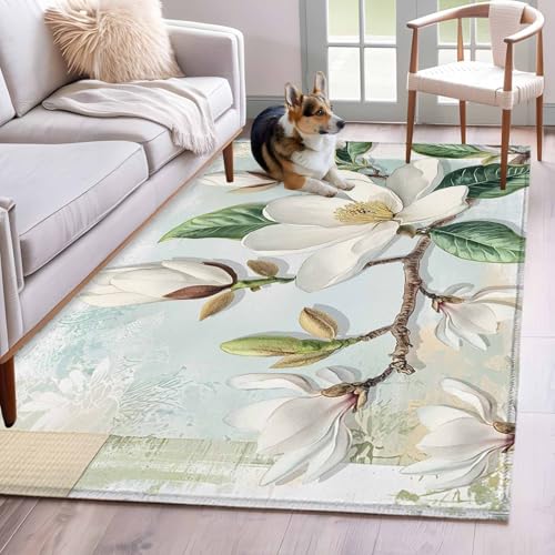 Large Area Rugs for Bedroom Living Room, Country Flowers Soft
