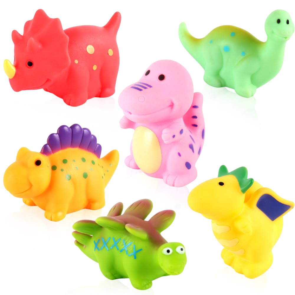 6PCS Dinosaurs Bath Toys, No Hole No Mould Baby Bath Toys, Bathtub Water Play Swimming Pool Gadgets, Animals Pool Water Gadgets for 1 2 3 4 Year Olds Toddler Kids