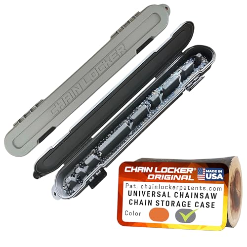 Original Chainsaw Chain Storage - Universal Portable Saw Chain Holder Case For all Chains up to 20 Inch Blades - Can Stack 2 Inches Deep Fits a Minimum of 8 Chains Made in USA - Gray