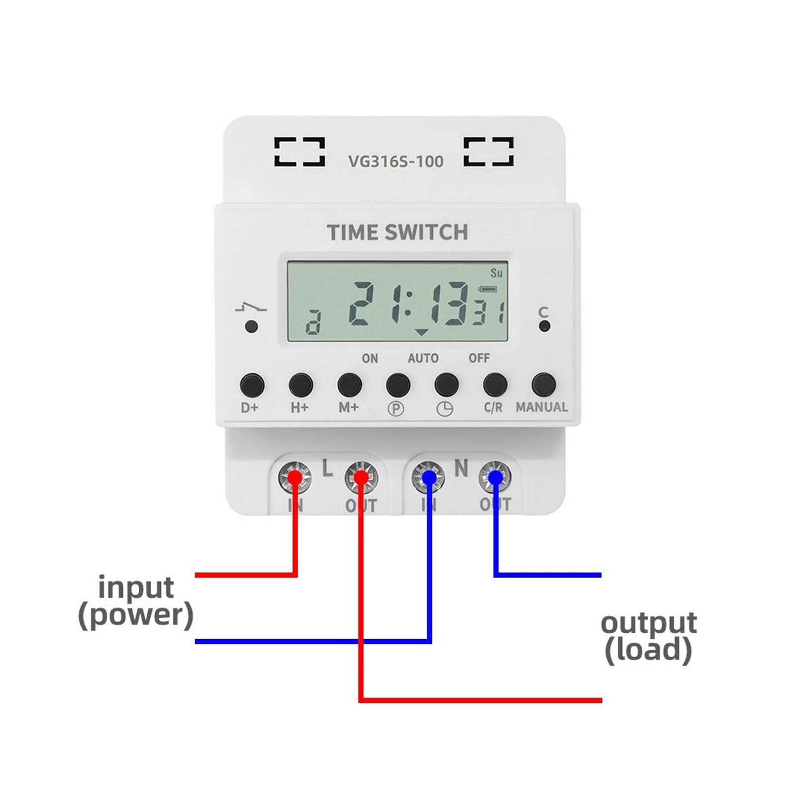 Minuteur Numérique Programmable Minuterie 220 V 60 A-100 A, Relais de minuterie numérique, minuterie électronique programmable hebdomadaire sur 7 Jours