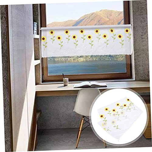 Cortina estampada de girasoles con tejido protector contra el polvo 6
