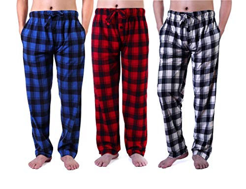 Different Touch 3 Pack Big & Tall Pajama Pants Set Bottoms Fleece Lounge Sleepwear PJs with Pockets Microfleece